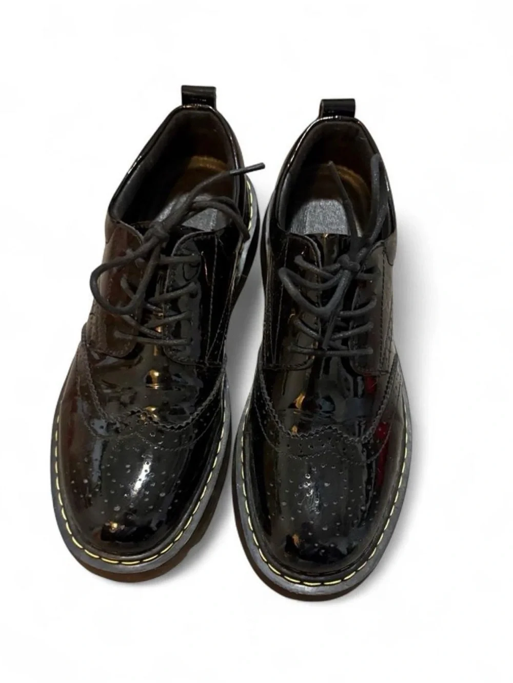 Men's Black Patent Brogue Derby Shoes